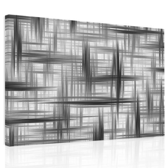 Black Weave Mesh Canvas Print Wall Art, Modern Minimalist Abstract Wall Decor Framed Artwork Paintings Pictures for Living Room Bedroom Stretched Ready to Hang, 16" x 20"