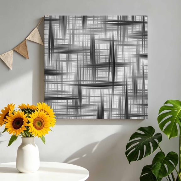 Black Weave Mesh Canvas Wall Art for Living Room, Modern Minimalist Abstract Poster Print Painting for Bedroom Office Home Decoration Wall Pictures Prepare To Hang 12"x12"