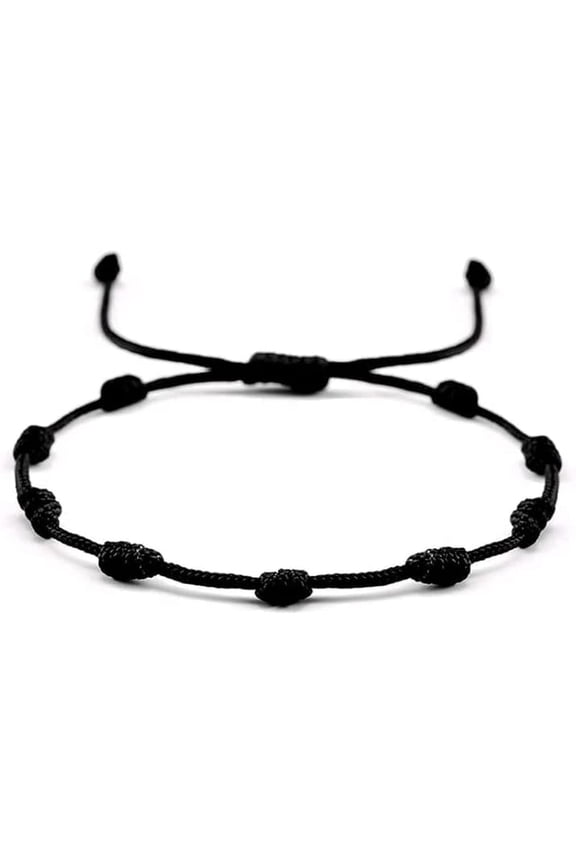 Black Weaved Kabbalah Bracelet For Protection and Blessing, Vastu Yantra For Positive Energy/Well Being/Good Luck
