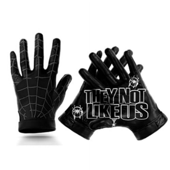 Black Web "They Not Like Us" - Football Gloves for Youth and Adult - Ultra Grip Wide Receiver Gloves - Superior Support and Protection - Adult and Youth Sizes