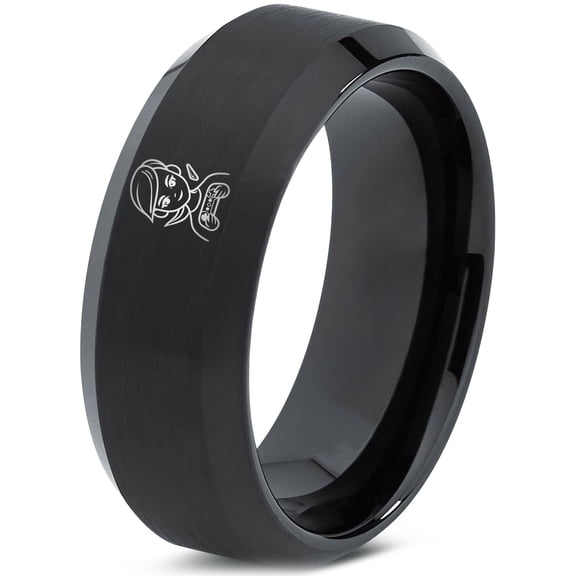 Ring Tungsten Gamer Mens Black Wedding Band Promise Rings Boho Jewelry for Women Flat Tiny