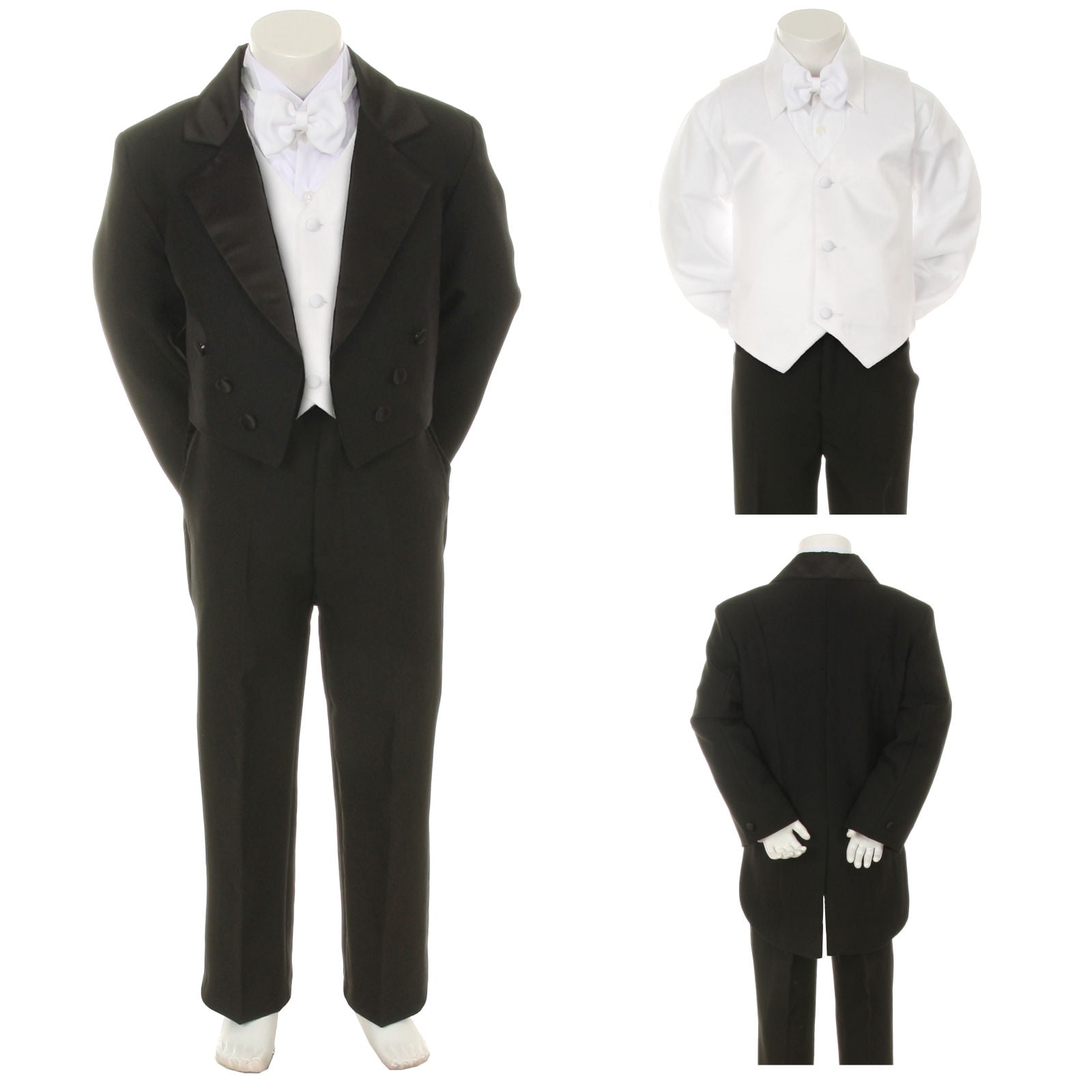 3 Pc Sating Collar Kids Sizes Black Tuxedo Suit Perfect for toddler Suit wedding  attire outfits