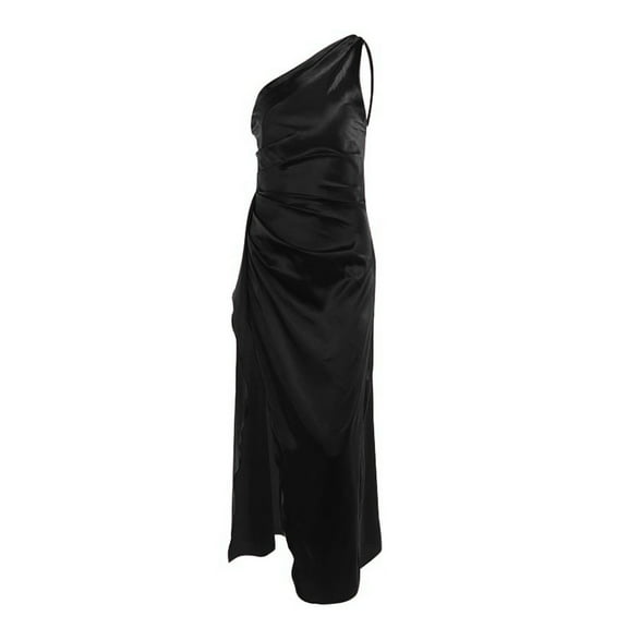 Black Wedding Guest Dress A Fashionable and Casual Slit Dress for S polyester Women's Formal Dress