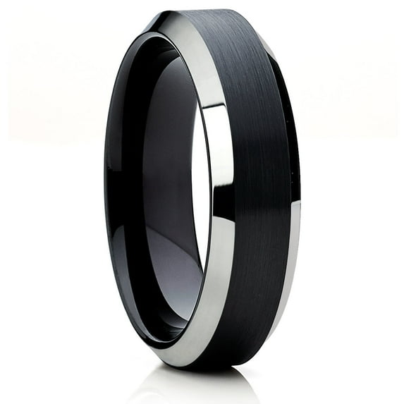 Black Wedding Ring,Black Tungsten Ring,6mm Wedding Ring,Tungsten Carbide Ring,Engagement Ring,Anniversary Ring