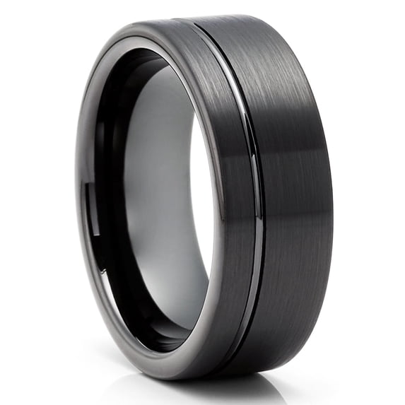 Black Wedding Ring,Black Tungsten Ring ,8mm Wedding Ring,Tungsten Wedding Ring,Tungsten Carbide Ring