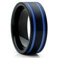 thumbnail image 1 of Black Wedding Ring,Blue Tungsten Ring,Black Wedding Band,8mm Tungsten Ring,Engagement Ring,Comfort Fit Ring, 1 of 4