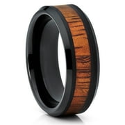 Black Wedding Ring,Koa Wood Wedding Ring,Tungsten Wedding Ring,8mm Wedding Ring,Anniversary Ring,Engagement Ring
