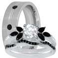 thumbnail image 1 of LaRaso & Co Black Wedding Ring Set His Hers CZ Engagement Couples Rings 6/8, 1 of 6