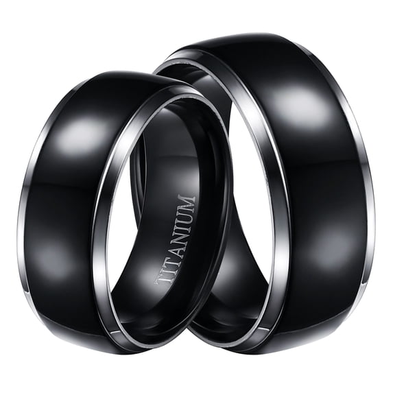 Black Wedding Ring Sets for Men Women Matching Titanium Bands for Him Size 11 and Her Size 11