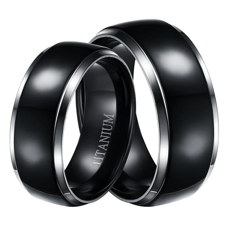 Black titanium wedding bands for him and her deals