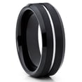 thumbnail image 1 of Black Wedding Tungsten Ring,Tungsten Carbide Ring,Silver Wedding Ring,Comfort Fit,Man's Wedding Ring, 1 of 4
