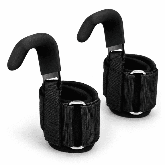 Black Weight Lifting Straps with Hooks for Deadlifts and Pull Ups