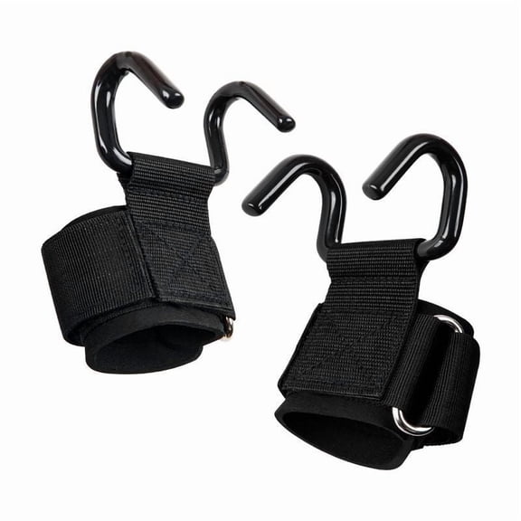 Black Weight Lifting Training Wrist Support Bandage Hook Gym Hook Grips Strength Training, and Fitness Workouts(Pair)