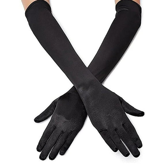 Black Welding Gloves, Gloves for Women, Opera Dance Elbow Finger 1920S Bridal Long Length Gloves Satin Women's Gloves Gloves