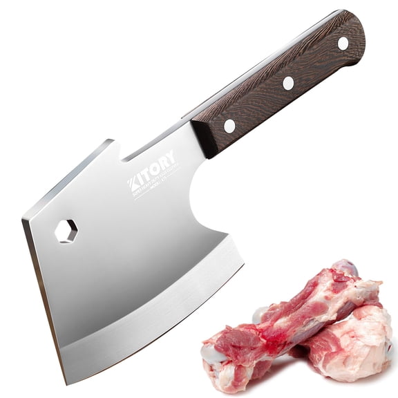 Black Wenge Wood Handle Heavy Duty Full Tang Axe Shape Butcher's Kitchen Cleaver