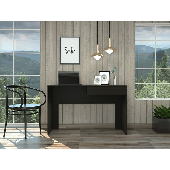 Black Wengue 1-Drawer Computer Desk