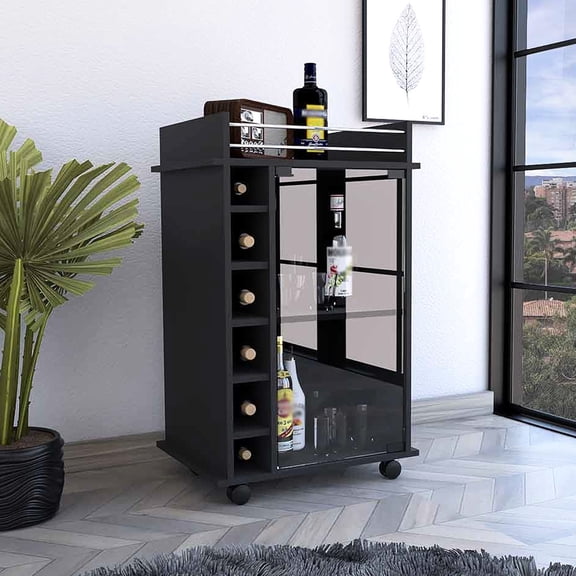 Black Wengue Look - Two Interior Shelves - Entertainment Room - Sturdy Furniture for Use