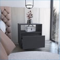 thumbnail image 1 of Black Wengue Nightstand with 1 Drawer - Compact Bedroom Storage, 1 of 7
