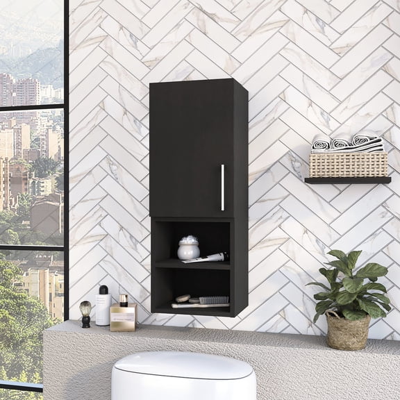 Black Wengue Style - Four Shelving Units - Wall - Storage Efficiency