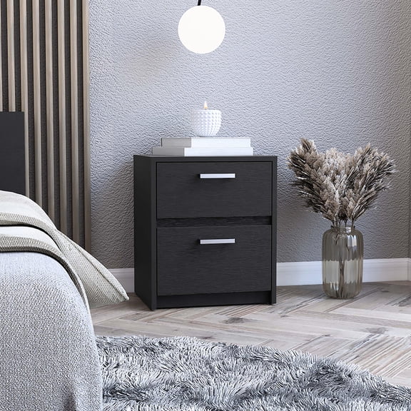 Black Wengue Two-Drawer Nightstand / Multi-Purpose Furniture Piece