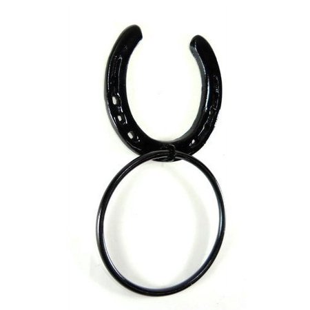 Black Western Horseshoe Towel Ring w/Token