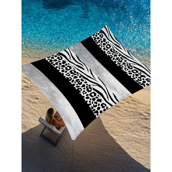 Black Western Sun Shade Sail 12' x 16', Tiger and Leopard Print Vertical Stripes Rectangle Outdoor Sunshade Canopy, Waterproof UV Block Patio Covers for Garden Yard Beach