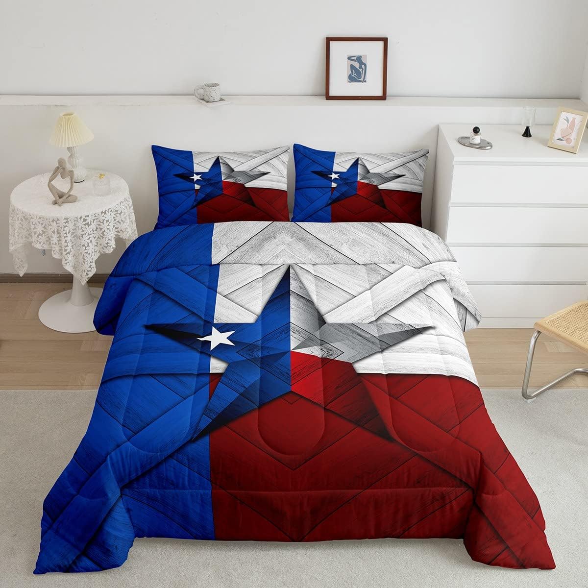 Black Western Texas Star Comforter Set UShaped Horseshoe Cowhide