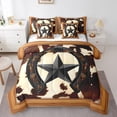 thumbnail image 1 of Black Western Texas Star Queen Comforter Set 7 Pieces American Horseshoe Cowhide Bedding Sets Queen Bed in a Bag with Reversible Grunge Brown Rustic Farm Animals Comforter,Sheets,Pillowcases, 1 of 5