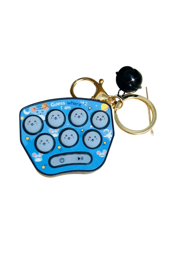 Black Whac-A-Mole Fidget Toy Keychain With Hanging Chain Sound Effects Game Plastic 1.97X2.36X0.79In Backpack Decor For Kids Early Learning Black