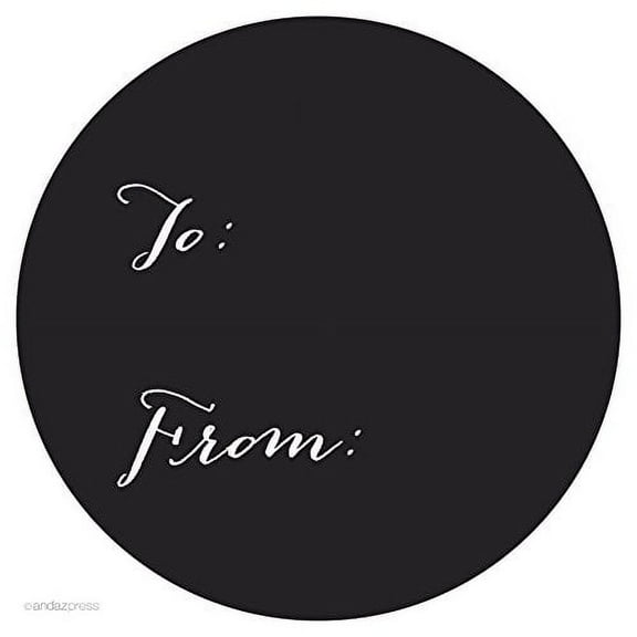 Black Whimsical To/From Circle Gift Labels, 40-Pack