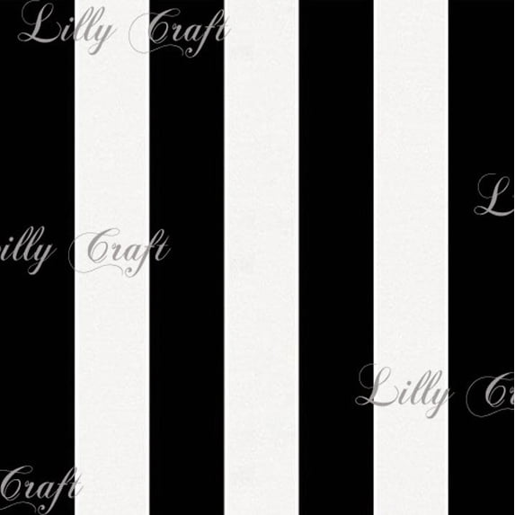 Black White 1" Striped Poly Cotton Fabric - Sold By The Yard - 58" / 59"