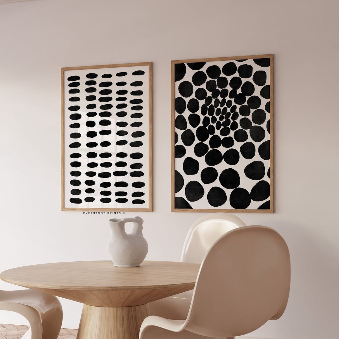 Black White Abstract Art Set Of 2 Prints, Geometric Minimalist Modern ...