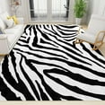 thumbnail image 1 of Black And White Abstract Stripes Area Rug, Zebra Pattern Geometric Lines Indoor Rugs, With Anti-Slip Backing Washable Large Carpet For Living Room Bedroom Study Dining Room 5 x 6ft, 1 of 6