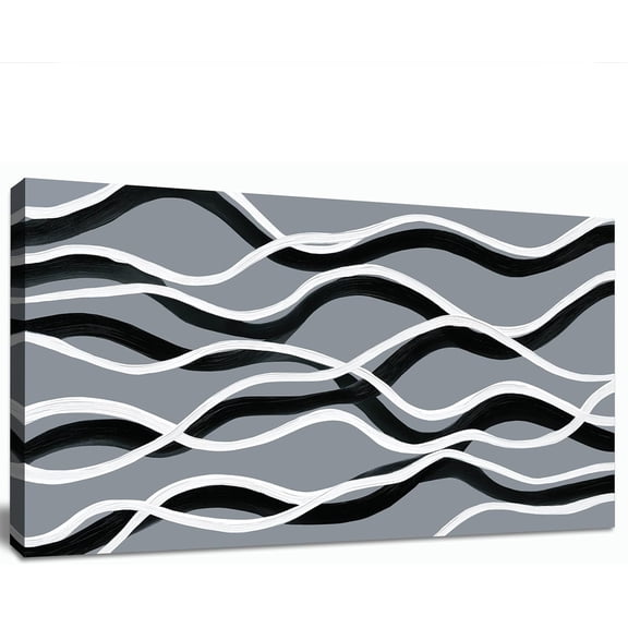 Black and White Abstract Wall Art for Living Room Wave Line Large Minimalist Modern Canvas Artwork for Bedroom Office Canvas Prints Home Wall Decor 20"x40"