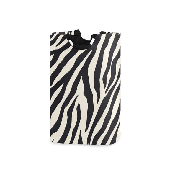 Black White Abstract Zebras Pattern Laundry Basket with Handles Foldable Laundry Hamper Freestanding Washing Bin 50L