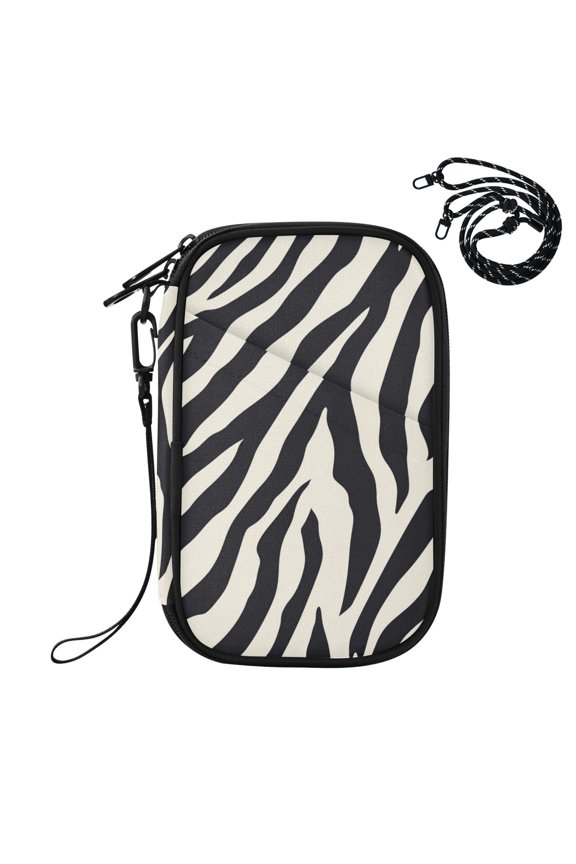 Black White Abstract Zebras Pattern Passport Holder Travel Document Organizer Credit Card Case Coin Purse Wallet RFID Blocking