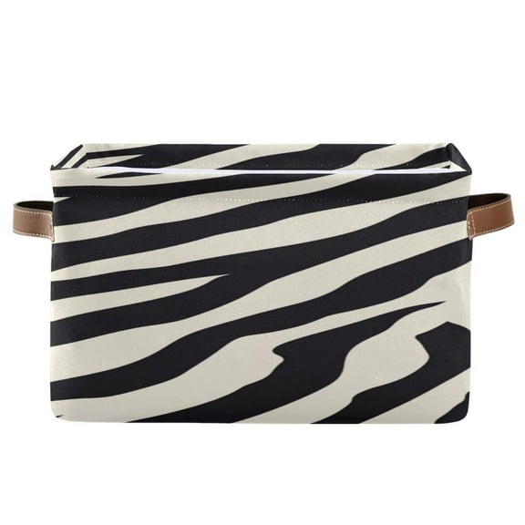 Black White Abstract Zebras Pattern Square Storage Bins with Handles Collapsible Containing Box 1 Pack