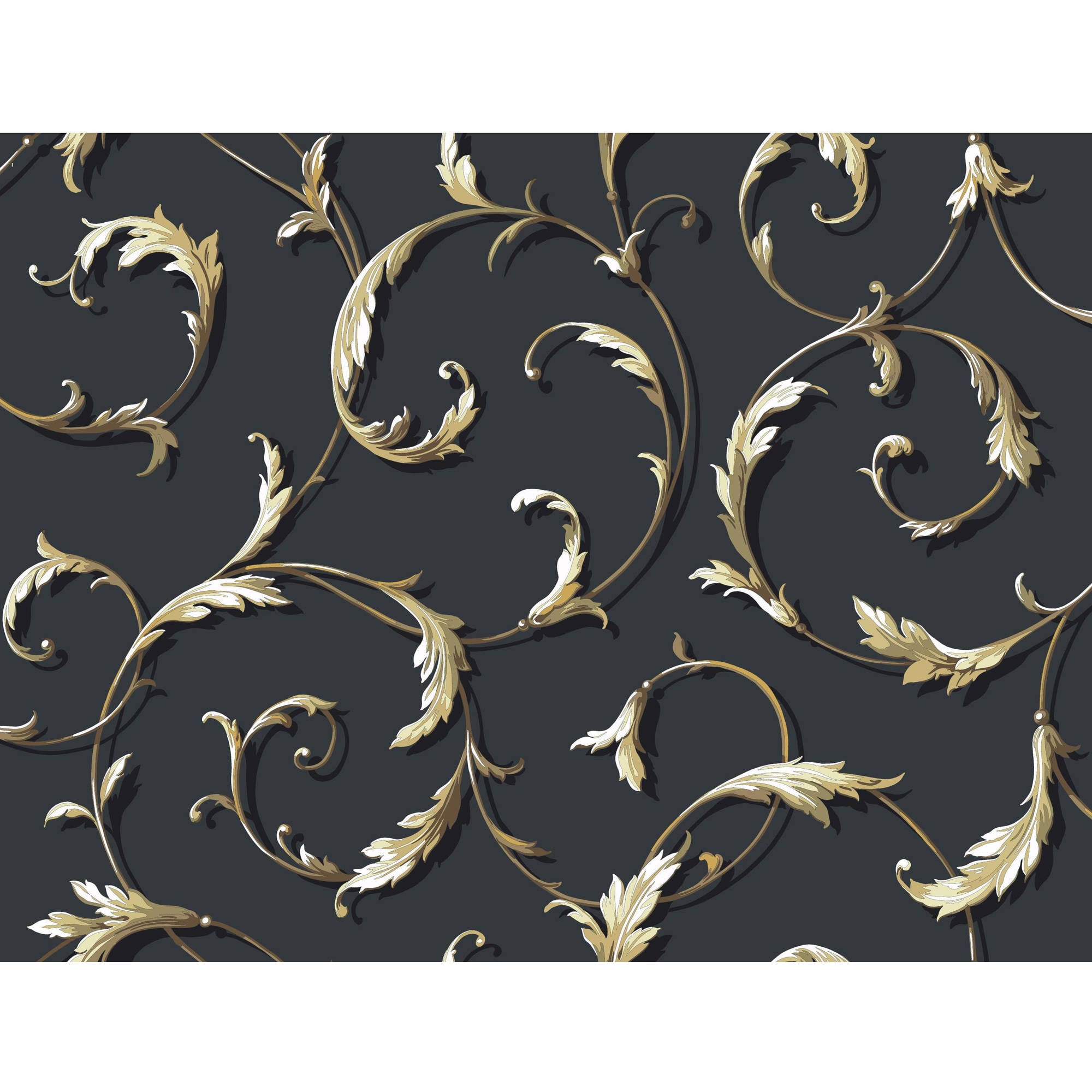 Black & White Acanthus Scroll Wallpaper - Walmart.com