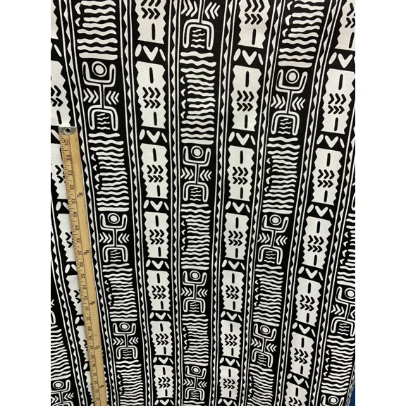 Black White African Wax Print Fabric 100% Cotton (45 In.) Sold By The Yard