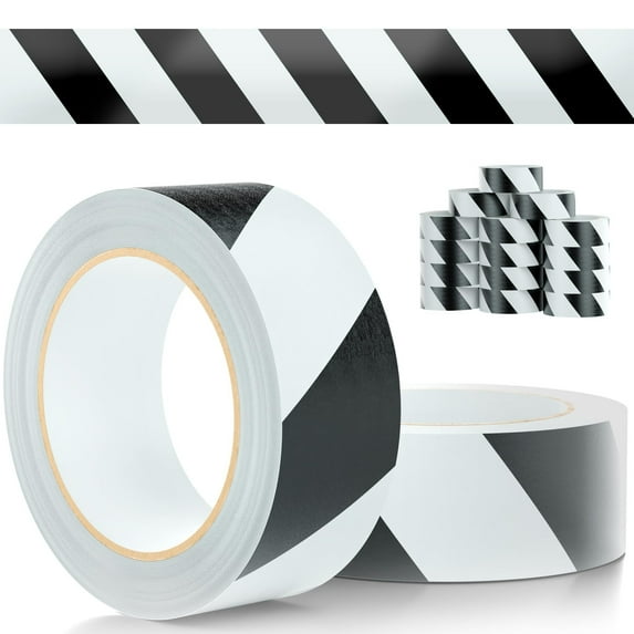 Black and White Aisle Marking Tape, 7 Mil Vinyl Floor Safety, 16 Count, 3 in x 36 ft