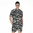 thumbnail image 1 of Black White And Grey Digital Camo Short Sleeve Men'S Rompers, Camo Camouflage Casual Summer Jumpsuits Outfit, 1 of 4