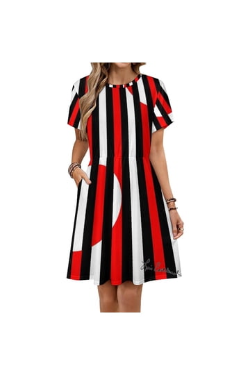 white black red dress Dresses for Women and Girls coll:trending A-Line Bell-Sleeve Shift Dress Color:Fusion/Blue 1x Women Dress