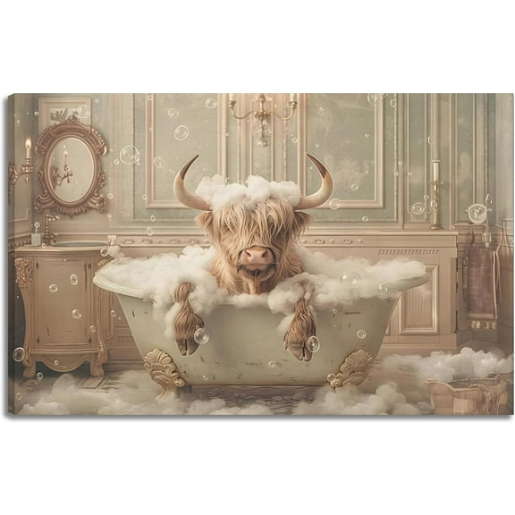 Black and White Animal Bathroom Wall Art Humor Bear Bathing Posters Prints Interesting Bathrobe Water Otter Picture Painting Cute Raccoon Wall Decor for Bathroom(Framed canvas)