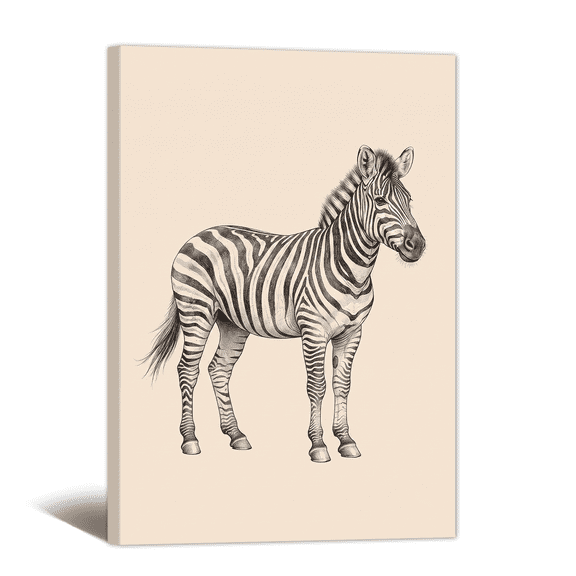 Black White Animal Canvas Wall Art Vintage Zebra Sketch Picture Prints Neutral Aesthetic Artwork Paintings for Living Room Bedroom Bathroom Home Decor
