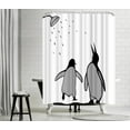thumbnail image 1 of Black and White Animal Shower Curtain Abstract Silhouette Penguin Polar Birds Bath Curtain Funny Fabric Curtain for Kids Bathroom Decor Hooks Included 72"×72", 1 of 6