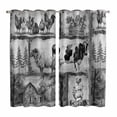 thumbnail image 1 of Black White Animals Kitchen Curtains Window Panels, Cow Rooster Trees Vintage Art Insulated Window Treatment Curtain, Grommet Curtains for Bedroom/Living Room/Bathroom, 2 Piece 52"Wx84"L, 1 of 8