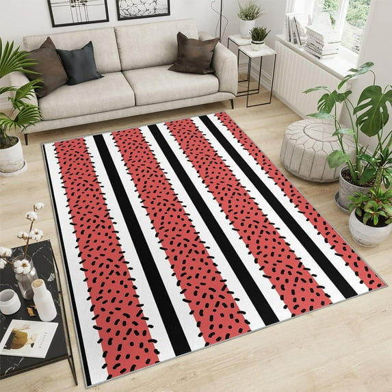 Black And White Area Rug - Red Striped Living Room Rug Geometric Rugs For Bedroom Striped Kids Room Rug Modern Style Kitchen Rug Apply To Living Room Bedroom 3x4ft