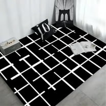 Black And White Area Rugs, Modern Minimalist Geometric Lattice Rug, Non-Slip Washable Soft Carpet, For Room Sofa Living Room Rug Bedroom Home Decor Rugs 1x2ft