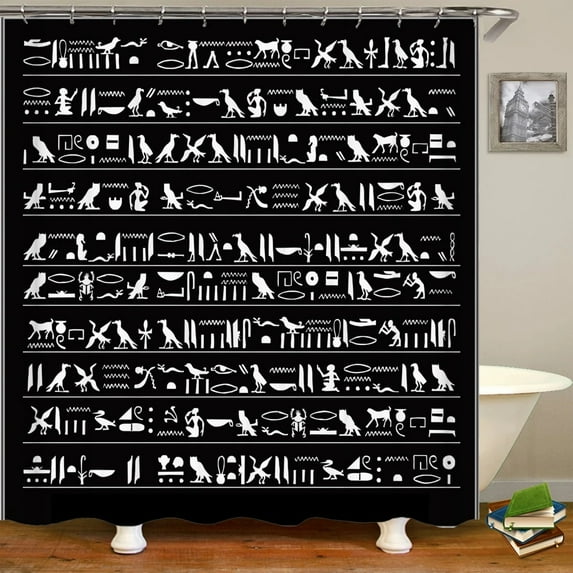 Black White Art Word Shower Curtain Fabric Waterproof Polyester Fabric Modern Simple Style Bathtub Bathroom Curtain With