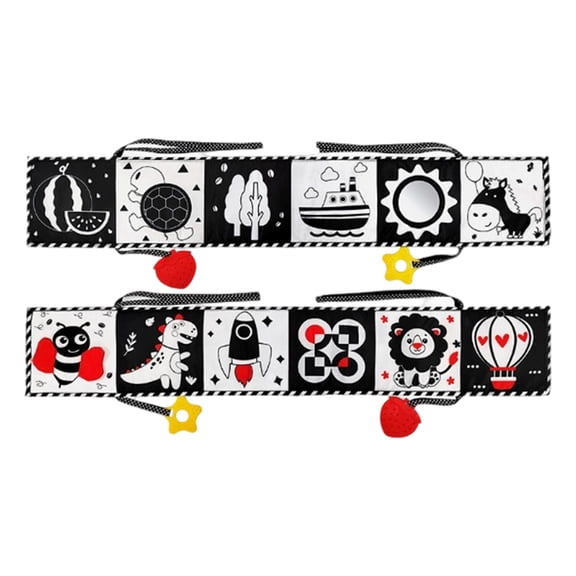 Black White Baby Toy High Contrast Newborn Toys for Tummy Time Soft Sensory Book Visual Stimulation Montessori Toy 0-3 Months Infant Development Toy 0-12 Months Boy Girl Shower Gift,F